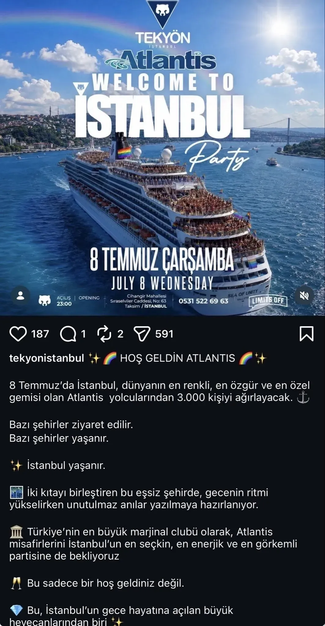 LGBT gemisinin rotası değişti! İstanbul programı iptal: Sapkın mekana mühür