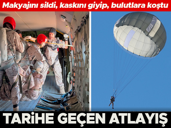 Makyajını sildi, kaskını giydi, kendini boşluğa bıraktı: Tarihi atlayış