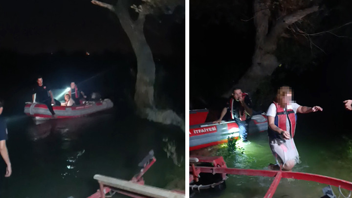 Manavgat'ta adacıkta mahsur kalan kişiyi itfaiye kurtardı