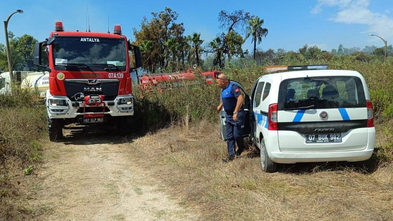 Manavgat'ta sazlık ve ağaçlık alanda yangın kontrol altında