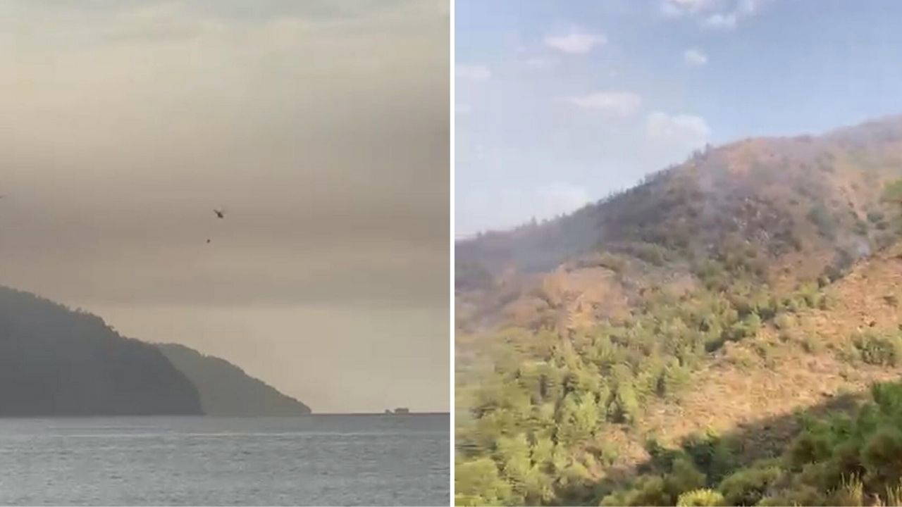 Marmaris'te orman yangınına ikinci gün müdahalesi sürüyor