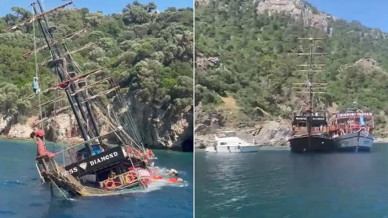 Marmaris'te 148 kişilik tekne battı: Tahliye anı kamerada