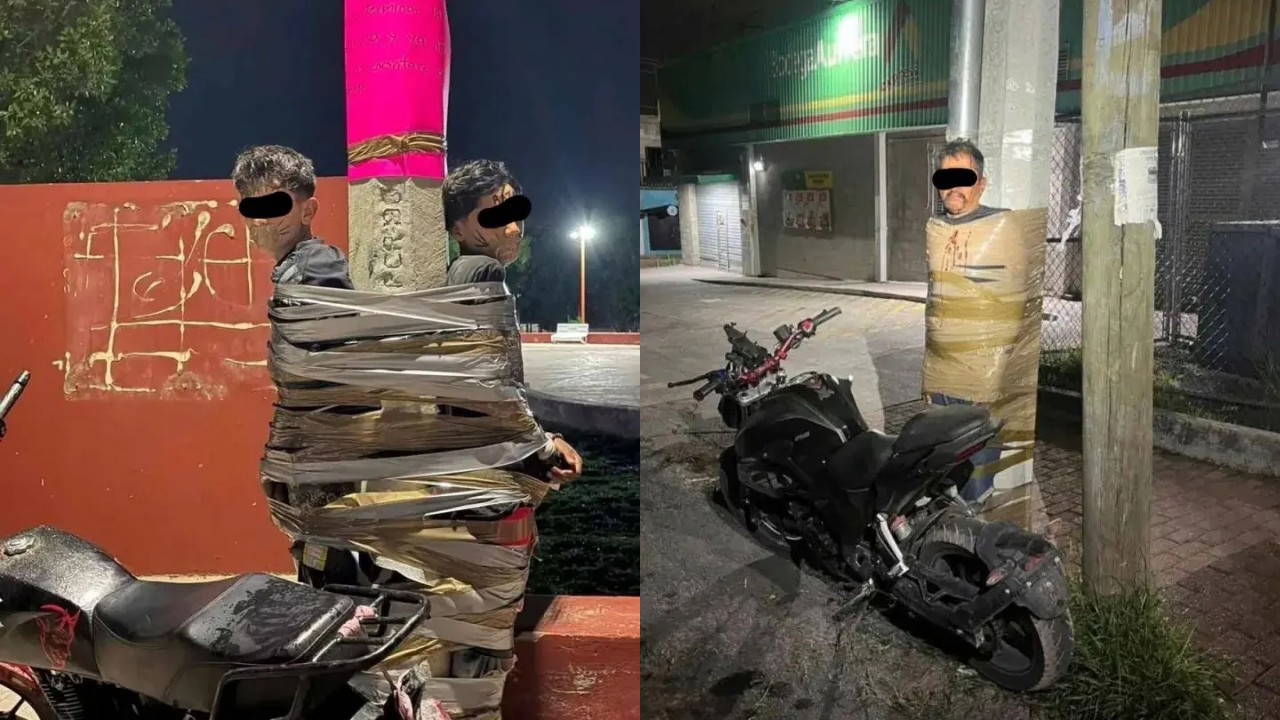 Meksika'da 'Batman' dehşeti: Hırsızlık zanlılarını direklere bantlıyor