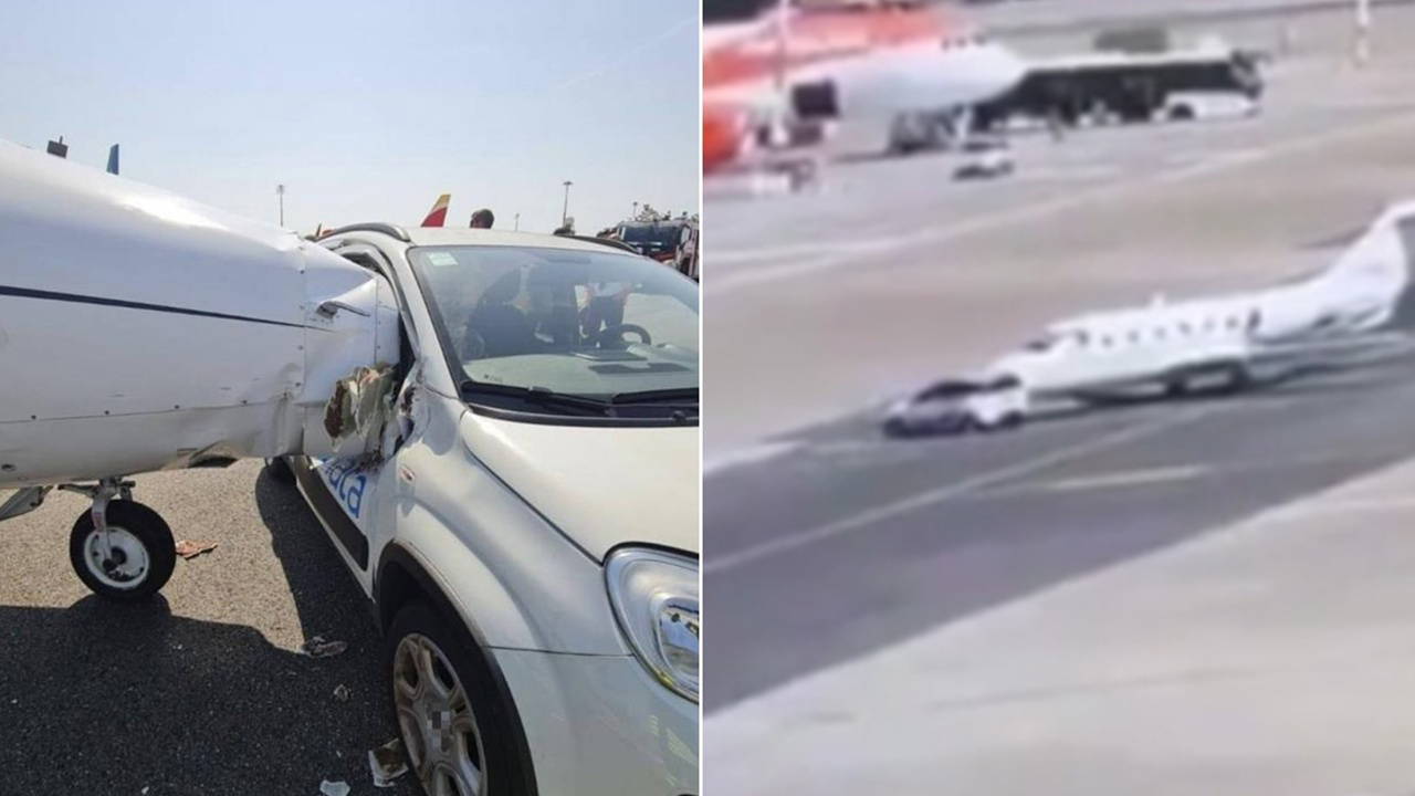 Milano Linate'de İlginç Kaza: Özel Jete Yer Hizmet Aracı Çarptı