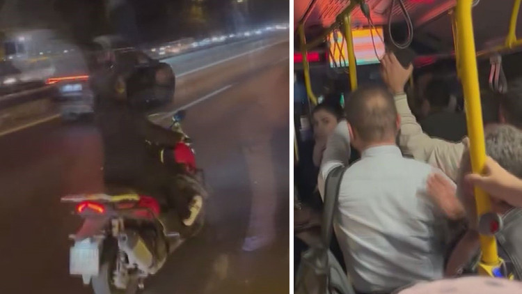 Motosiklet sürücüsü İETT şoförüne cisim fırlattı: Otobüs camı kırıldı