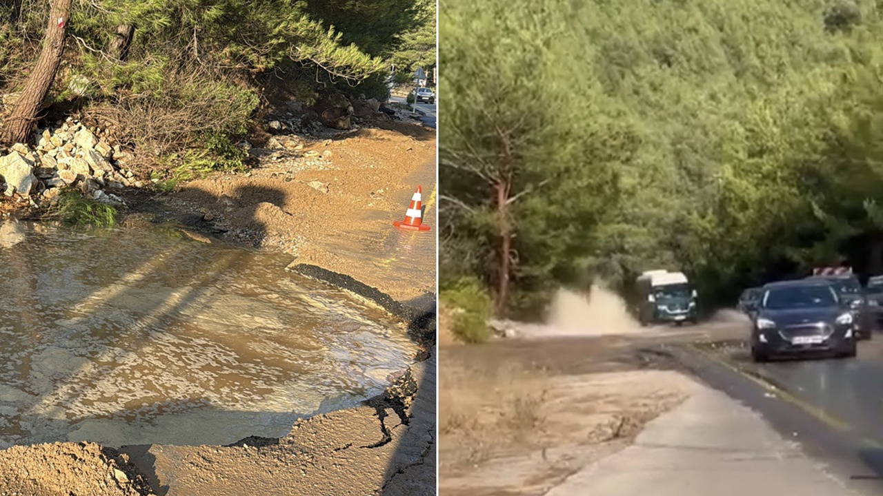 Muğla'da su isale hattı patladı, araçlar hasar gördü