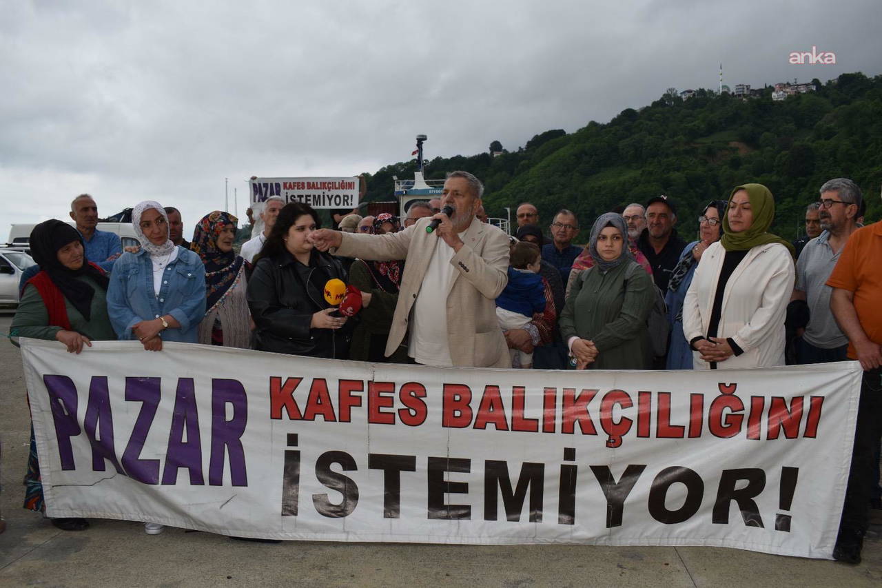 Pazarlı balıkçılardan kafes çiftliğine protesto
