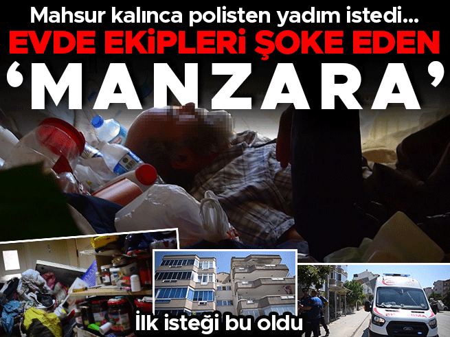 Polis evindeki çöpler yüzünden mahsur kalan adamı kurtardı