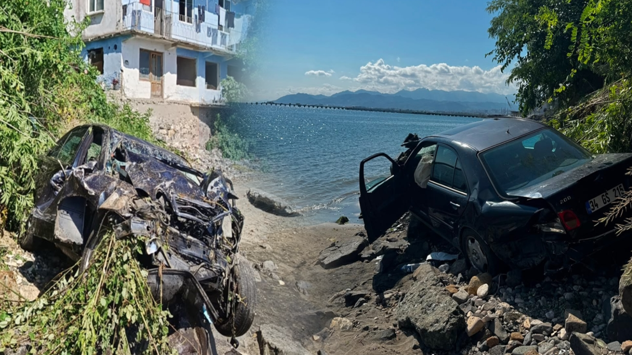 Refüjü Aşıp 30 Metre Yükseklikten Deniz Kıyısına Uçan Araçtan Kurtuldu