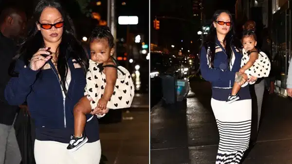 Rihanna kızı Rocki ile New York'ta akşam yemeği çıkışında