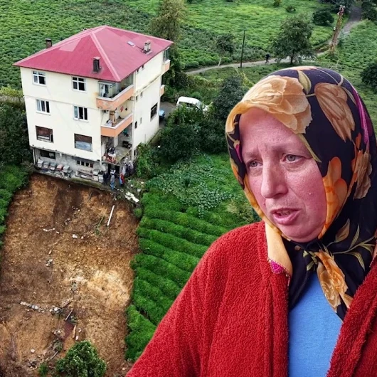 Rize'de Heyelan: 3 Katlı Evin Altı Boşaldı, Aile Son Anda Kaçtı