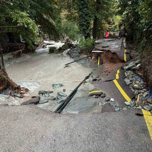 Sakarya Sapanca'da Sel Felaketi: Ağaçlar Devrildi, Yollar Çöktü