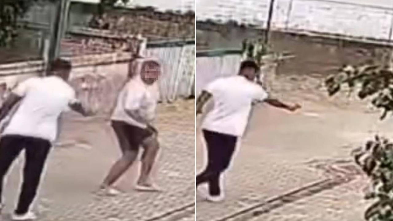 Samsun'da şok: Yumruklayıp bacaklarından vurduğu anlar kamerada