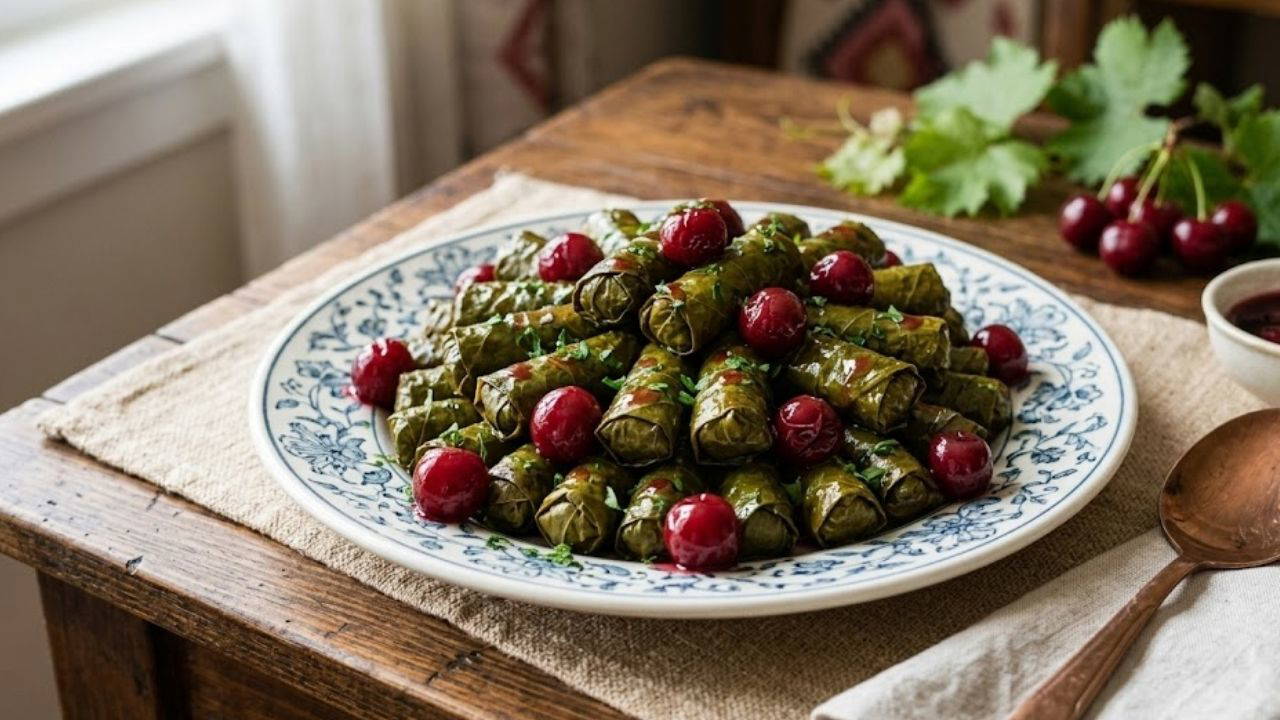 Saray mutfağının meyveli şaheseri: Zeytinyağlı vişneli yaprak sarma tarifi