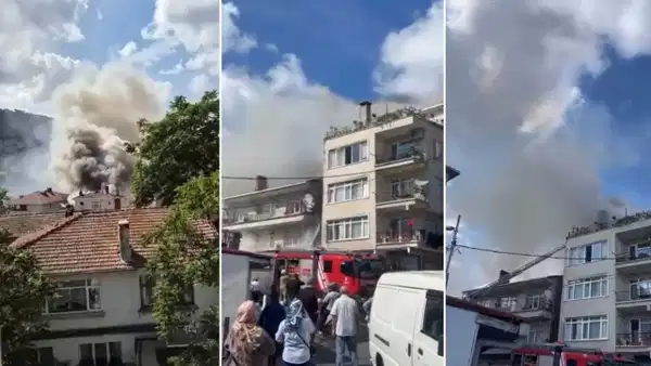 Sarıyer'de çatı yangını: Alevler park halindeki aracı sardı