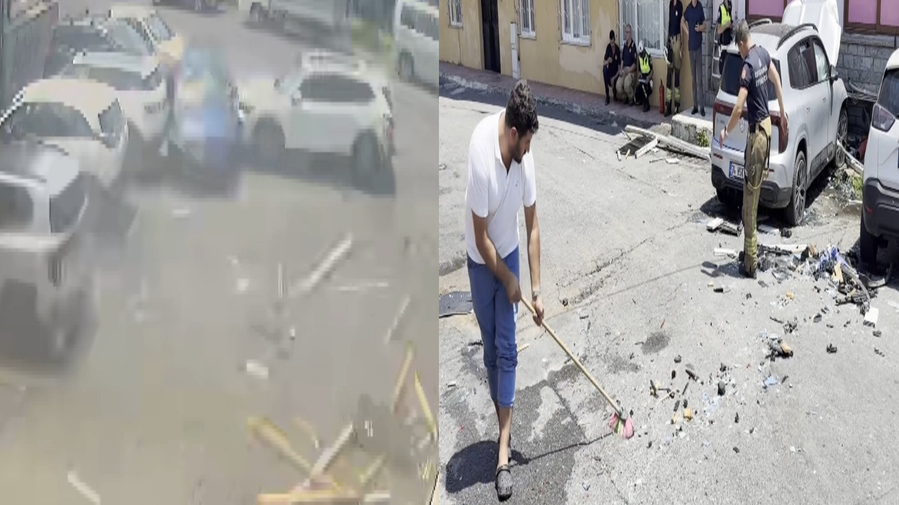 Sarıyer'de cip park halindeki 5 araca çarptı: Fren yerine gaz