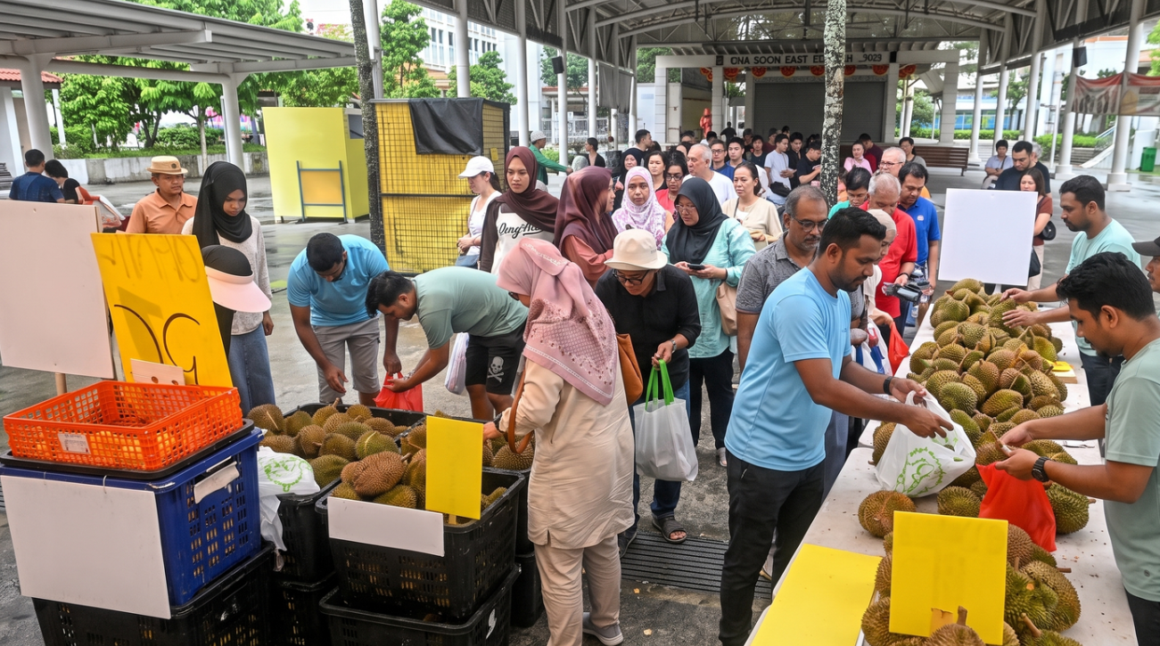 Stokları eritmek için bedava durian dağıtımı: Pazarlarda kuyruk oluştu