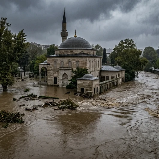 Sultan Abdülaziz'in Sadabad Camisi selde sular altında kaldı