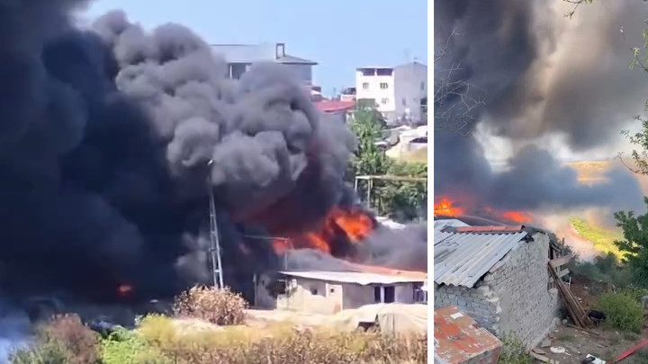 Sultangazi'de metruk fabrikada başlayan yangın ormanlık alana sıçradı