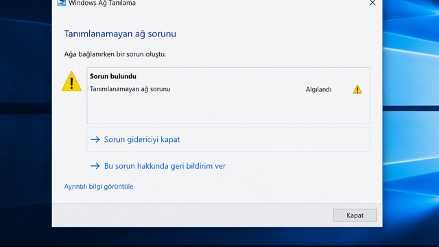 Windows'ta Tanımlanamayan Ağ Sorunu Nasıl Çözülür