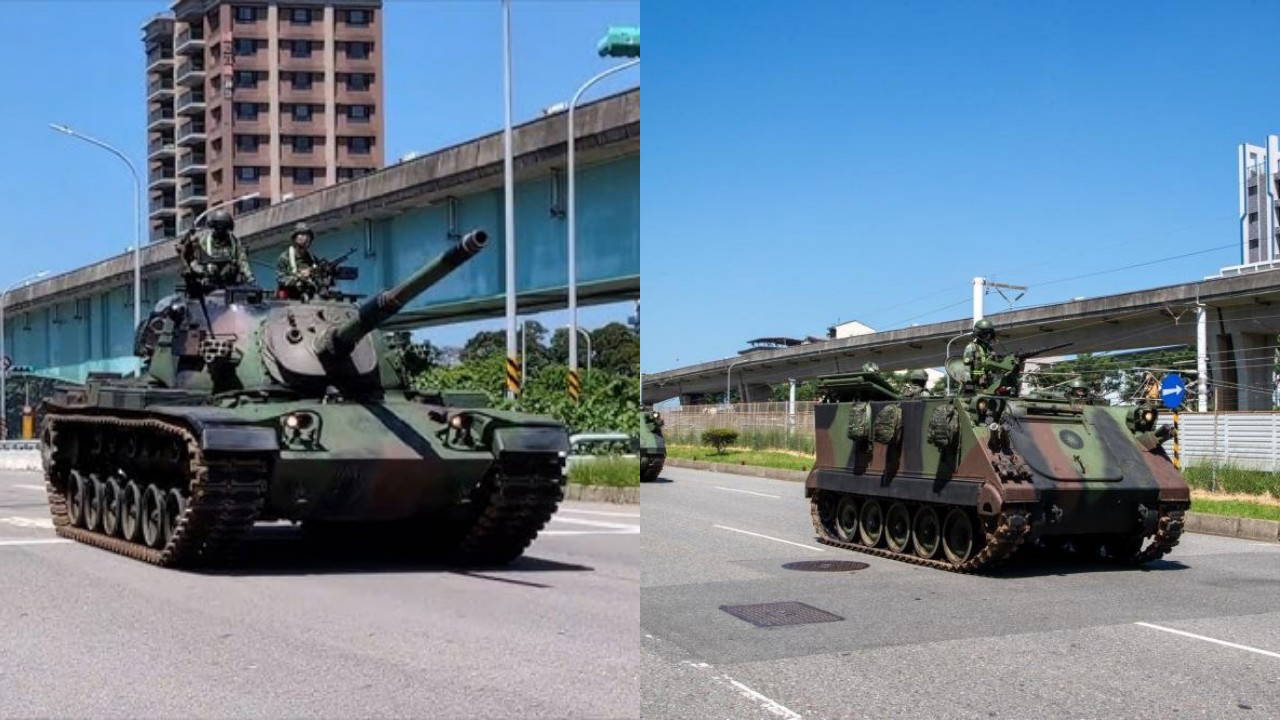 Tayvan sokaklarında savaş tatbikatı: Tanklar havalimanı yolunda