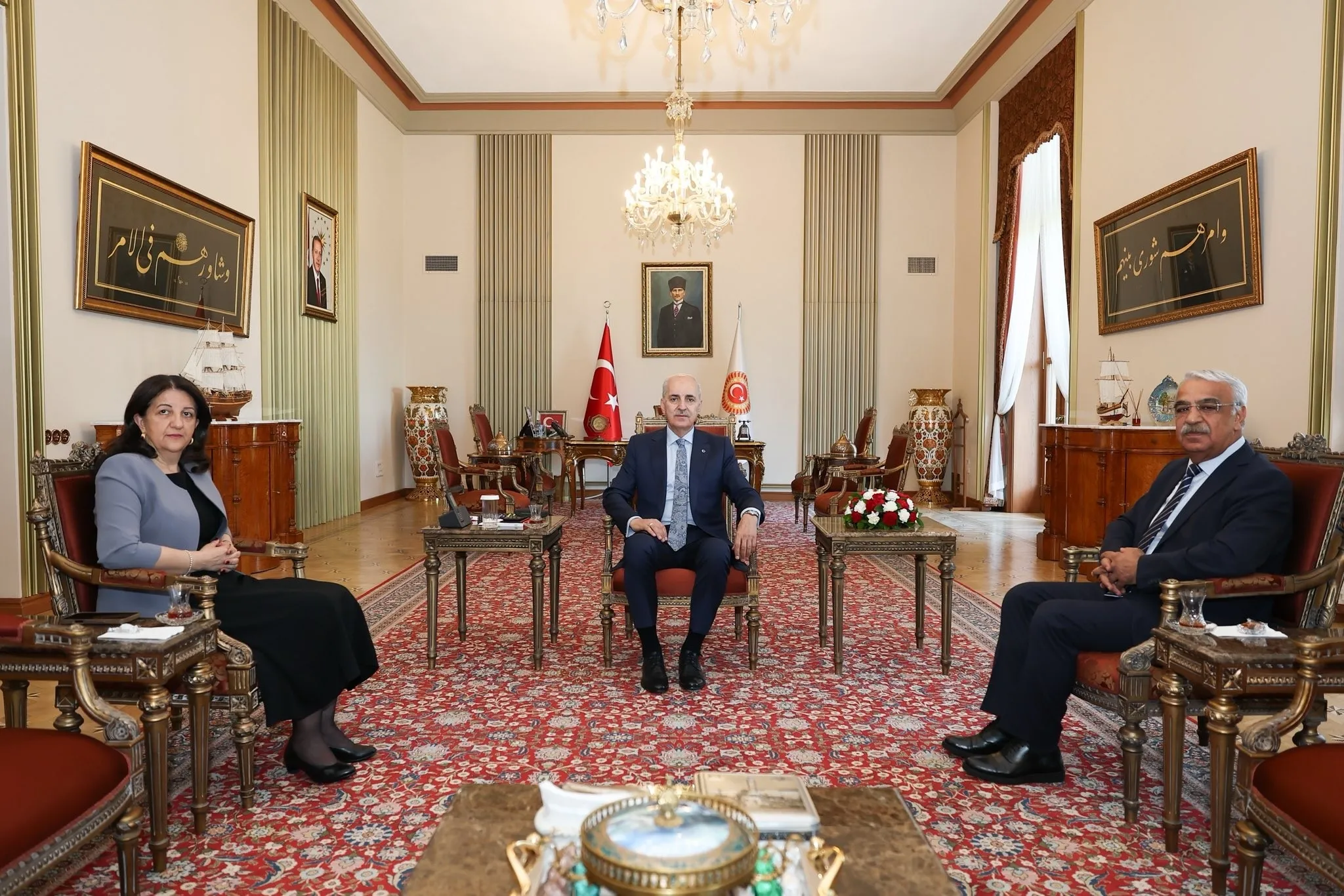 TBMM Başkanı Kurtulmuş'tan DEM Parti İmralı heyetine kabul