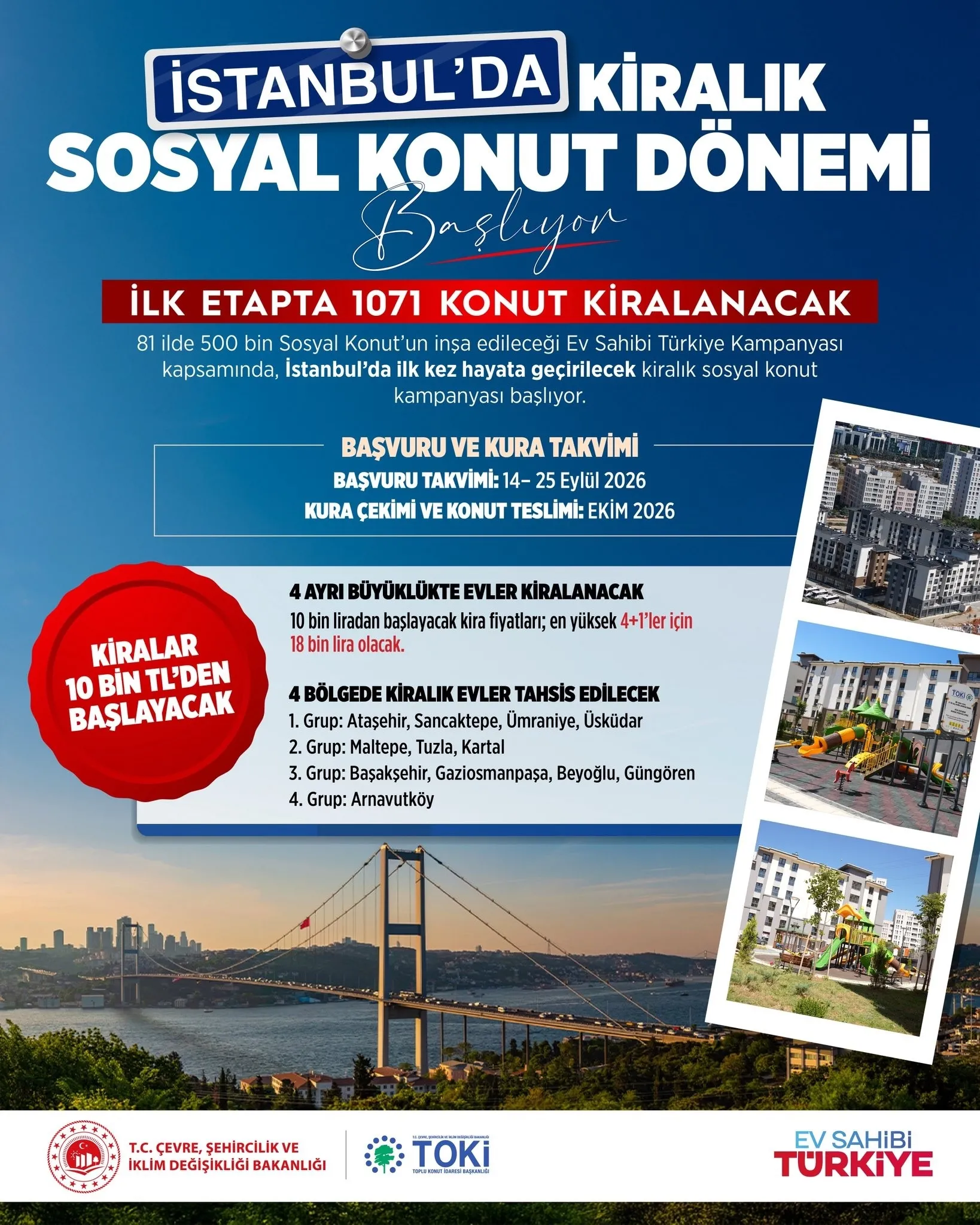 TOKİ İstanbul Kiralık Sosyal Konut Projesi: Kiralar 10 Bin TL'den Başlıyor