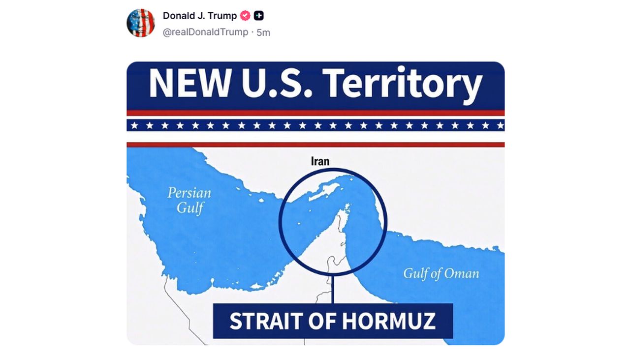 Trump, Hürmüz Boğazı'nı 'ABD toprağı' gösteren haritayı paylaştı