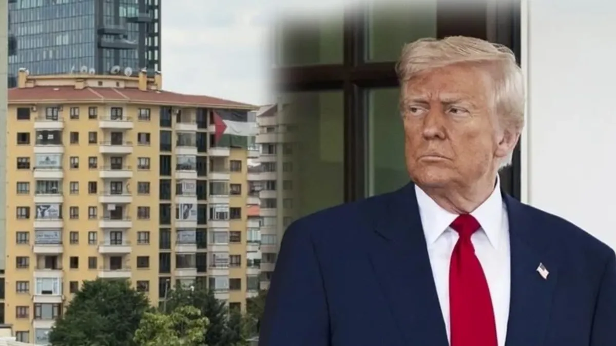 Trump'ın oteleceği binanın karşısına Filistin bayrağı asıldı