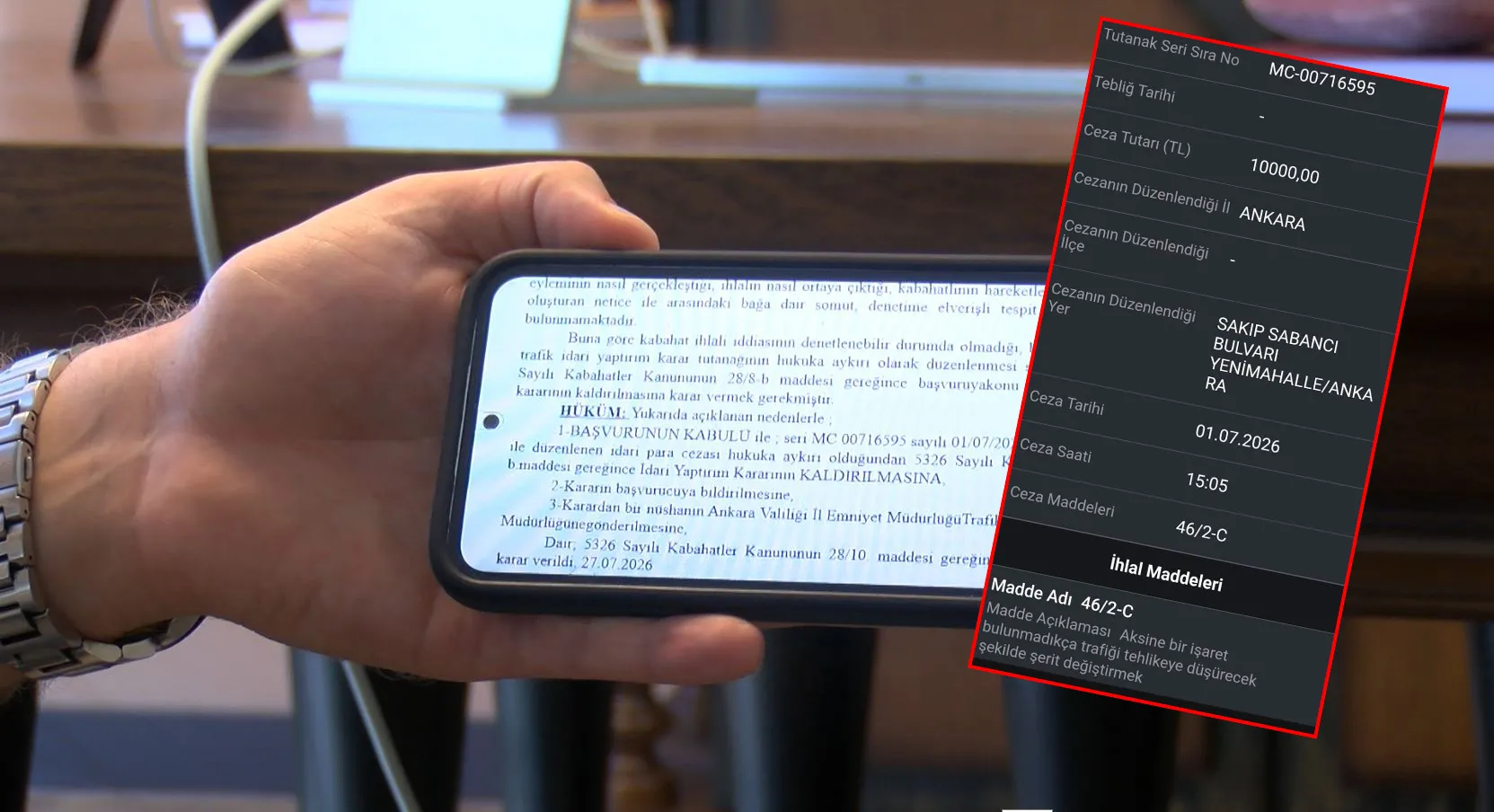 Tutanaktaki detay 10 bin TL'lik cezayı iptal ettirdi