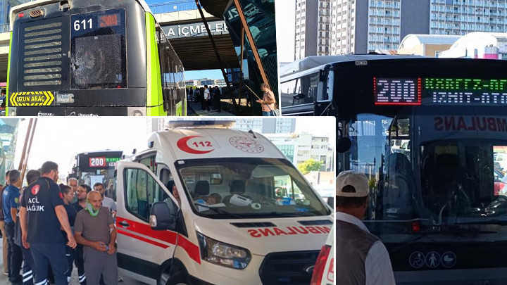 Tuzla'da belediye otobüsüne beton pompası çarptı: 5 yaralı