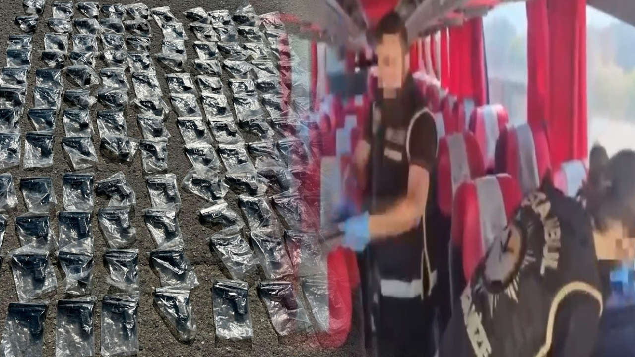 Tuzla'da otobüste gizli bölmede 120 ruhsatsız silah ele geçirildi