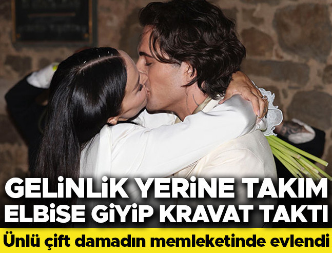 Ünlü Çift İtalya'da Gelinlik Yerine Takım Elbiseyle Evlendi