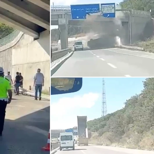 Üst geçide çarptı dorse kamyondan ayrıldı