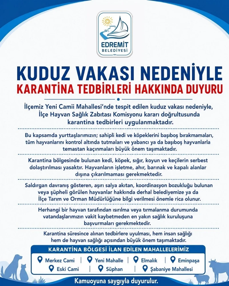 Van'da kuduz alarmı: 7 mahalle karantina altına alındı