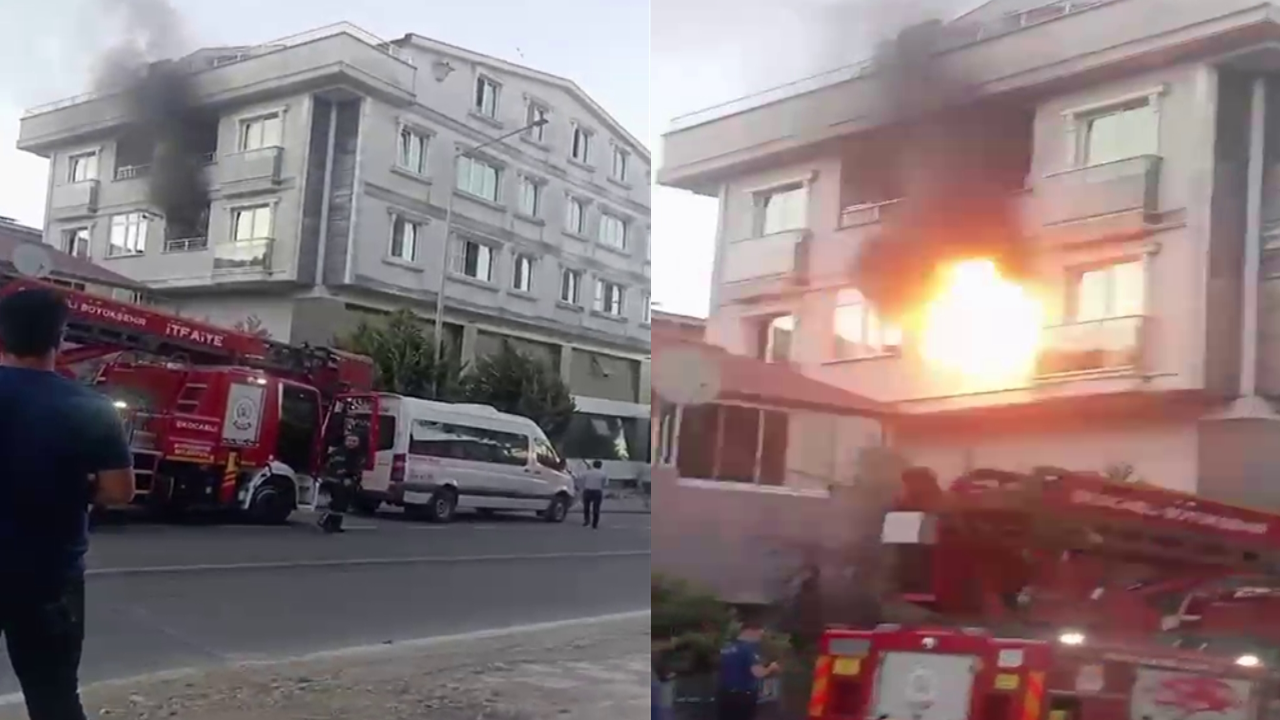 Yangın sırasında dairedeki patlama kamerada: Darıca'da korku dolu anlar