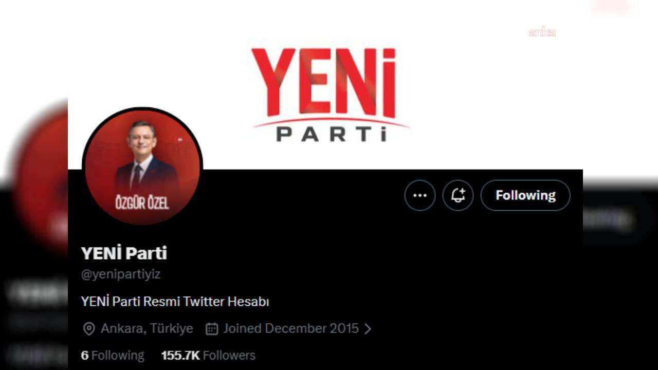 YENİ Parti'nin Resmi X Hesabı Aktif