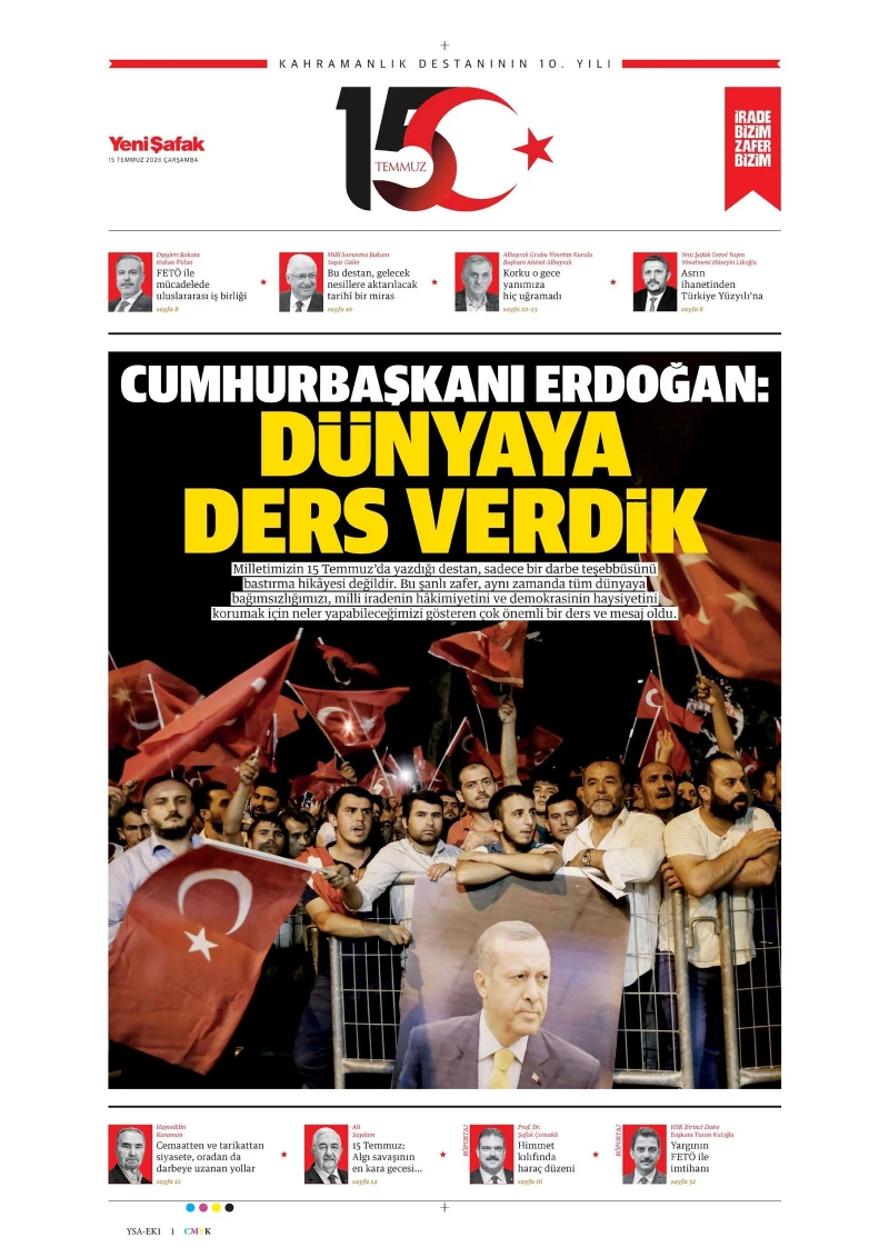 Yeni Şafak'tan 15 Temmuz'a 10. yıl özel eki: Cumhurbaşkanı Erdoğan değerlendirdi