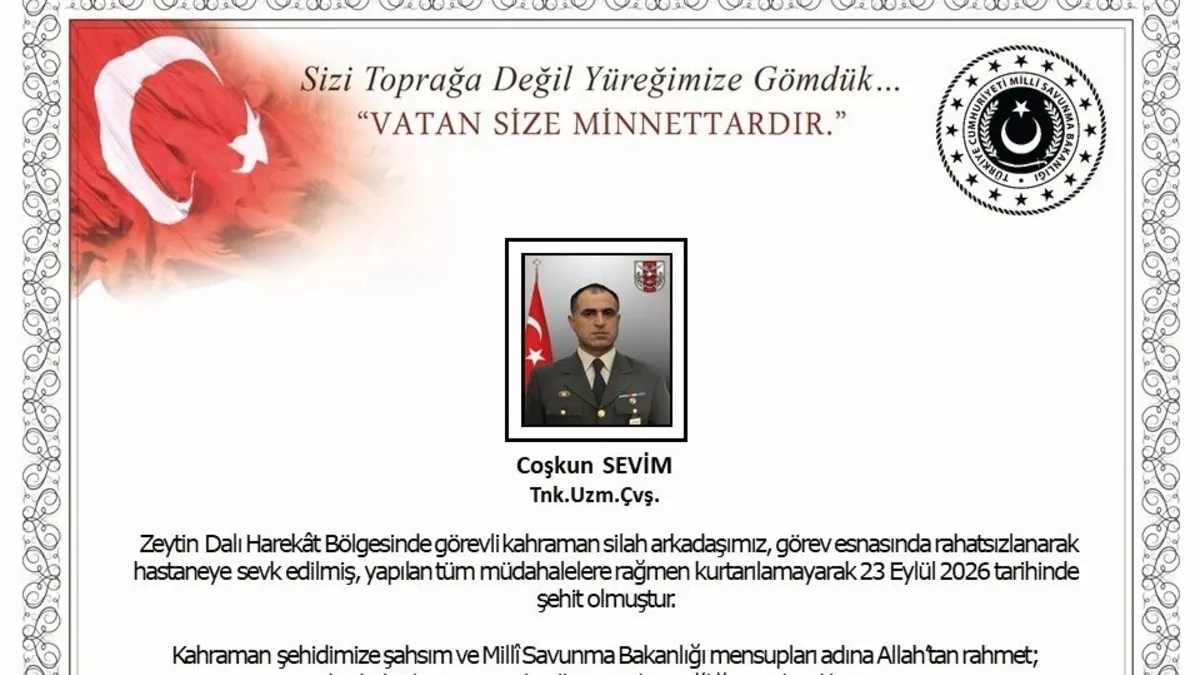 Zeytin Dalı'nda Uzman Çavuş Coşkun Sevim şehit oldu