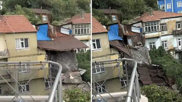 Zonguldak'ta Sağanak Sonrası 2 Katlı Ev Tamamen Çöktü